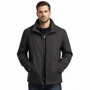 Calvin Klein Men’s Wool Blend Jacket XL Double Zip Quilted Lining Charcoal Gray